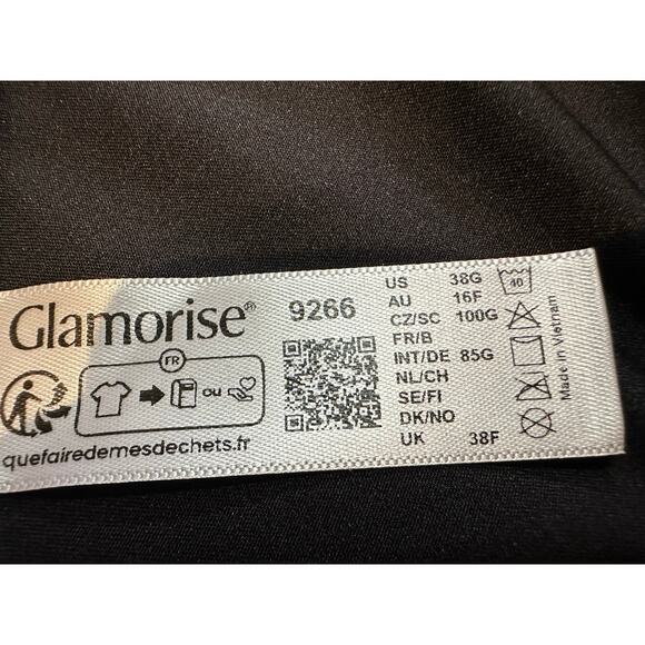 Glamorise Women's Plus Zip-Front Wire-Free Sports Bra Black Size 38F Active - Picture 4 of 6